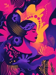 Fototapete - Bold International Womens Day campaign poster featuring a stylized woman symbol in modern artistic illustration. Generative AI