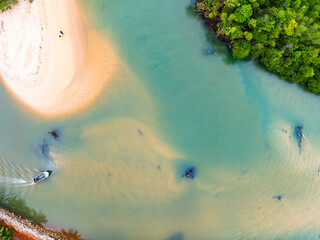 Wall Mural - Summer seascape beautiful waves,Tropical sea water in sunny day, Top view from drone camera,Amazing ocean colorful nature background, Beautiful bright sea waves splashing on beach sand