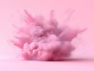 Wall Mural - ethereal pink powder explosion against a soft pink background creating a dreamy atmosphere