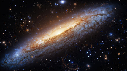 Galactic discovery through a telescope in deep space, creating an immersive mood wallpaper