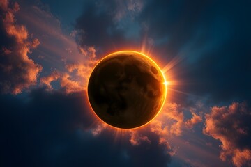 Canvas Print - solar eclipse This rare event occurs when the Sun, Moon and Earth are in the same line.