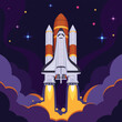 © Sani Anindita - Illustration of a space shuttle rocket launch in vector style, capturing the energy and excitement of liftoff