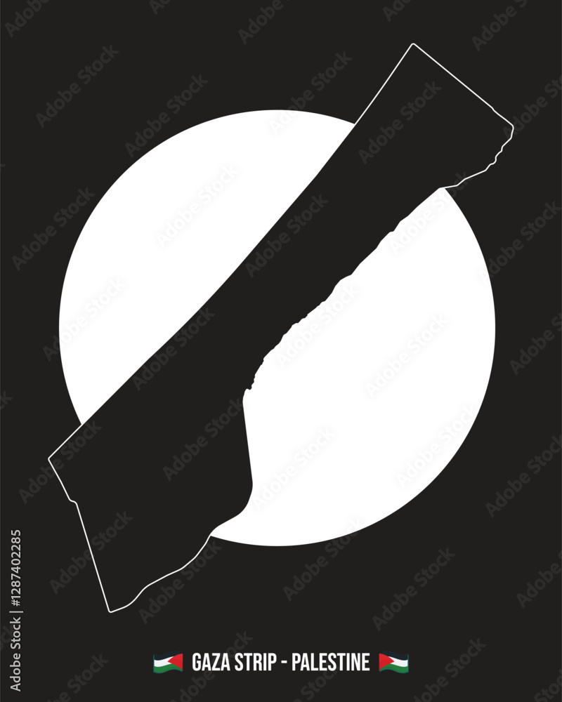 Vector de Stock Gaza Strip Map – Black and White Detailed Map ...