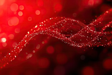 Red swirling particles on blurred bokeh background