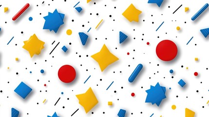 Wall Mural - Colorful Geometric Shapes on White Background for Design Projects
