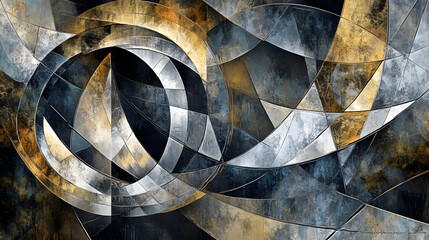 Wall Mural - colorful abstract painting featuring overlapping geometric shapes in various sizes and colors