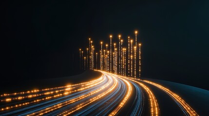 Wall Mural - Abstract Light Trail with Bright Glowing Particles in Motion