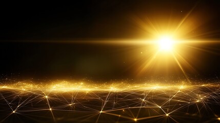 Wall Mural - Radiant Golden Light with Sparkles and Stellar Background Effects