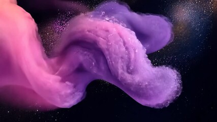 Wall Mural - Colorful swirling nebula in space with shades of purple and pink against a starry background