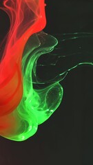 Wall Mural - vivid swirls of red and green liquid create a dynamic abstract composition on a dark background