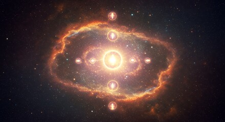 Wall Mural - glowing nebula and cosmic orbs in starry space background