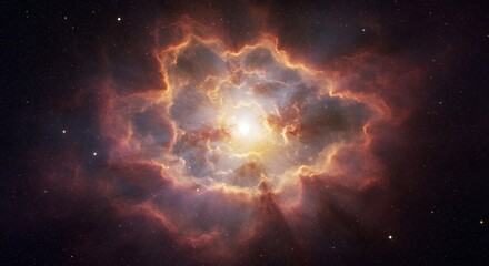 Wall Mural - cosmic cloud nebula with glowing center and starry background