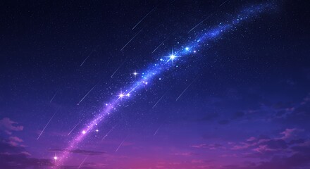 Wall Mural - glowing milky way and meteor shower display over colorful night sky