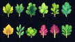 © ThuyTrang - A vibrant flat icon set of organic leafy greens, featuring Swiss chard, romaine lettuce, collard greens, and microgreens. Modern vector design with clean, bold outlines and fresh, natural tones.