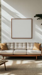 Wall Mural - Modern Living Room Interior Design with Empty Frame