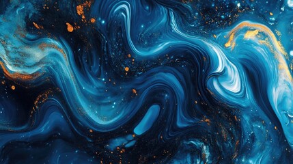 Wall Mural - Water surface with abstract blue waves and flowing motion design