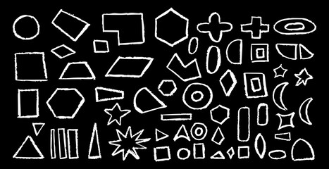 Wall Mural - set of basic geometric shapes. circle, square, rectangle, triangle and other polygons drawn with cha