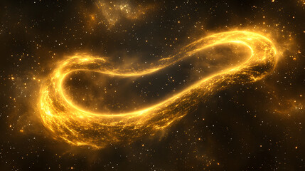 Wall Mural - yellow swirl design in the center of a black background creating a modern abstract pattern