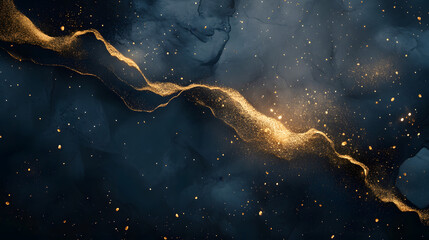 Wall Mural - dark blue background with golden glittering texture for abstract art and design use