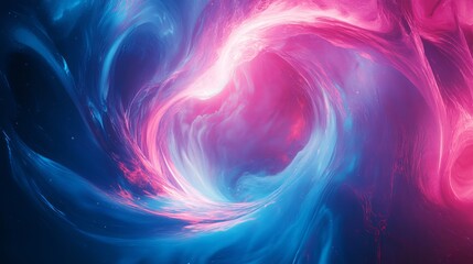 Wall Mural - abstract swirl of pink and blue nebula forming a cosmic vortex with vibrant colors and ethereal atmo