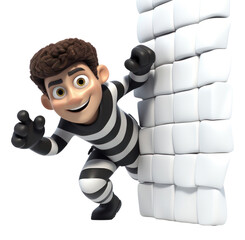 Wall Mural - PNG Burglar cartoon striped toy.