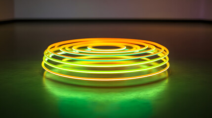 Wall Mural - neon colored object on a table with soft lighting and textured surface