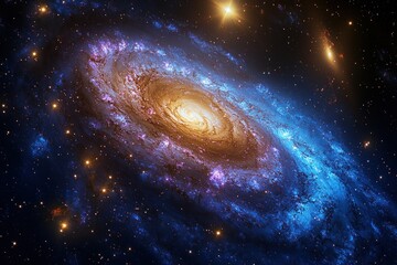 Wall Mural - Spiral Galaxy Cosmic Display Swirling stars, nebulas in space. Sci-fi background