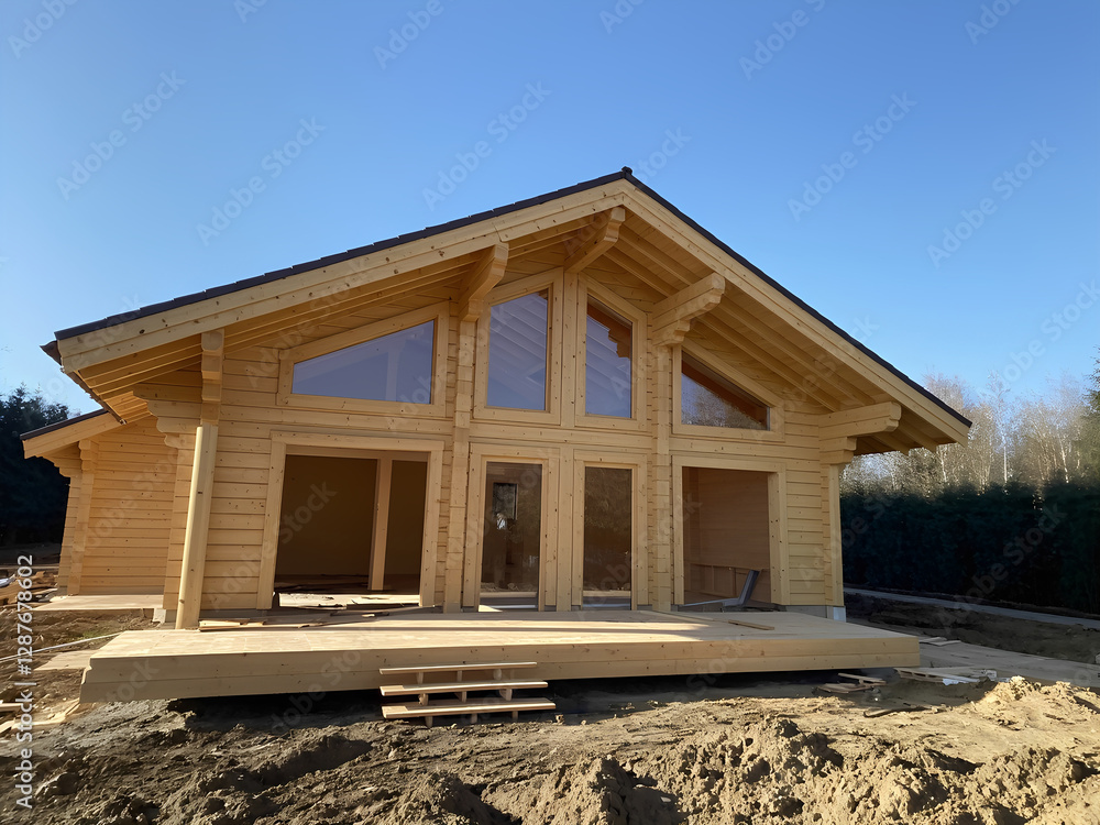 Fresh Look at Modern Wooden House Extension Under Construction Large Windows
