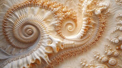 Wall Mural - Abstract Spiral Fractal Art: Beige and Cream Swirls