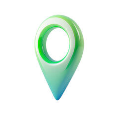 Wall Mural - 3d location pin with a glossy green and blue gradient isolated on a showcasing a modern and sleek de