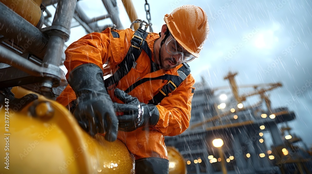 Ppe For Rigging Engineer Adjusting Pipeline Connections in Confined Offshore Rig ...