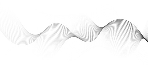 Fototapete - Abstract grey, white smooth element swoosh  modern stream wave with line. Wave flowing line stripes on white isolated background. Digital frequency track equalizer stylized line art design