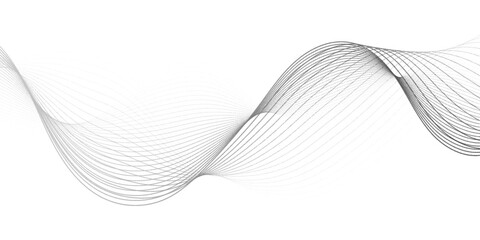 Fototapete - Abstract grey, white smooth element swoosh  modern stream wave with line. Wave flowing line stripes on white isolated background. Digital frequency track equalizer stylized line art design