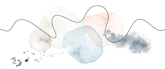Wall Mural - watercolor art background vector. wallpaper design with paint brush earth tone watercolor, gold line