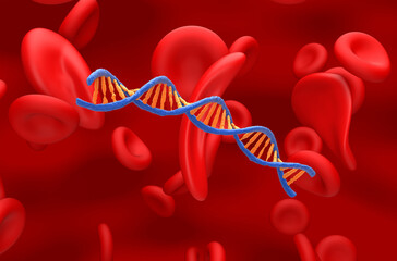 Gene therapy in Sickle cell anaemia - closeup view 3d illustration