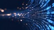 © rajagambar99 - A futuristic digital data tunnel with glowing binary code, dark blue tones, and bright lights. Perfect for tech, data, and advanced computing themes