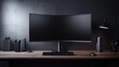 © Sleeping Carbuncle - Dark Minimalist Workspace with Curved Monitor