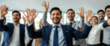 © Pathi - Blurred background highlighting a jubilant circle of executives recognizing their strategic triumph