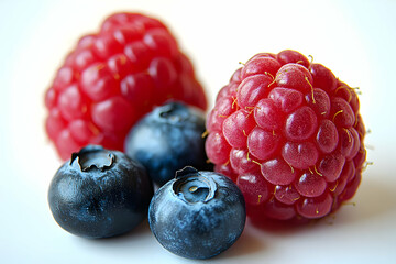 Sticker - Closeup Of Fresh Raspberries And Blueberries