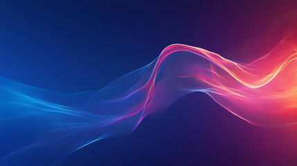 Wall Mural - abstract colorful waveforms on dark background - vibrant digital art with blue and red gradient