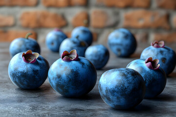 Sticker - Fresh Blueberries On Dark Grey Surface