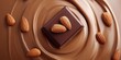 © Jah_CK - A rich, creamy chocolate square surrounded by whole almonds, creating a delightful contrast on a smooth chocolate swirl background.
