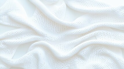 White fabric with a network design is delicately draped over surface