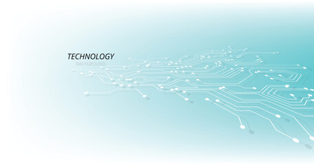 Leinwandbilder - Abstract white circuit diagram on a blue and white background. High-tech circuit board connection system.Vector abstract technology on a white background.