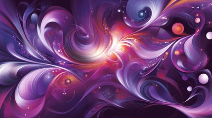 Wall Mural - A bold violet backdrop with abstract light swirls and dynamic highlights