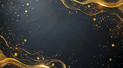 Wall Mural - Gold Abstract Glittering Background Overlay With Black Color Texture