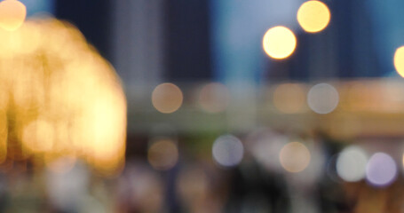 colorful backdrop display with twinkling nightlife shape blinking light. bokeh abstract blurred back