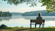 © Soulc - Senior living woman enjoying a moment of reflection by the lake. Featuring solitude and peace