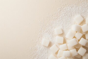 Wall Mural - Cubed Sugar And Powdered Sugar Are Arranged Creatively In Frame