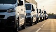 © Lightning - Line of white delivery vans parked at a distribution center